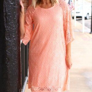 NWOT! Jessica Howard Pink Lace Midi Dress Size 10